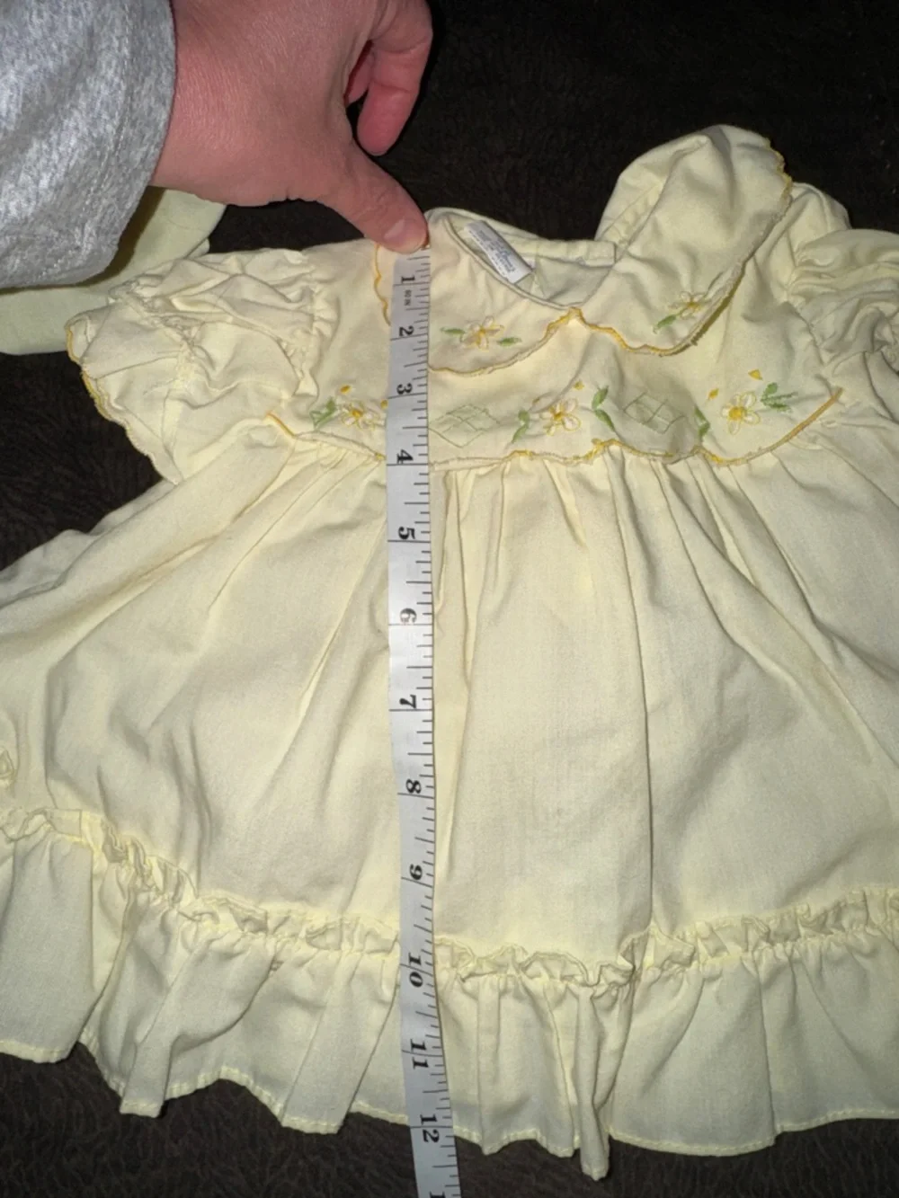 Vintage Cuties by Judy Yellow embroidered Dress w/Ruffle Trim & diaper cover 6m